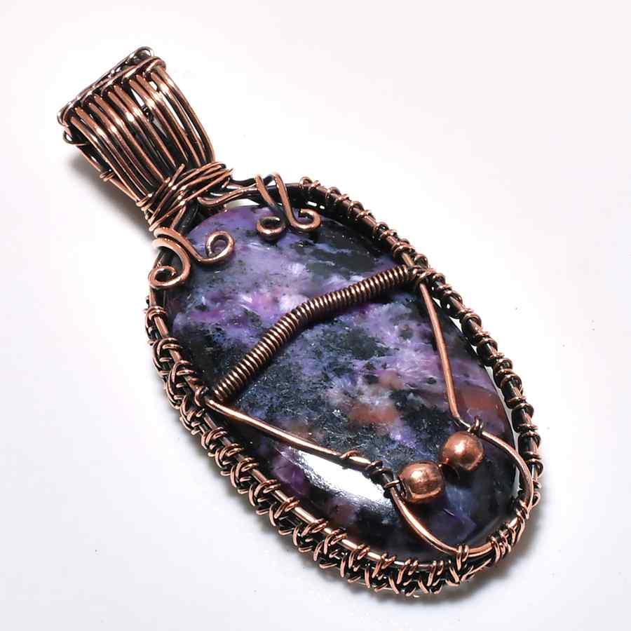 Ezra’s Veil – Hand-Wrapped Amethyst & Copper Pendant
