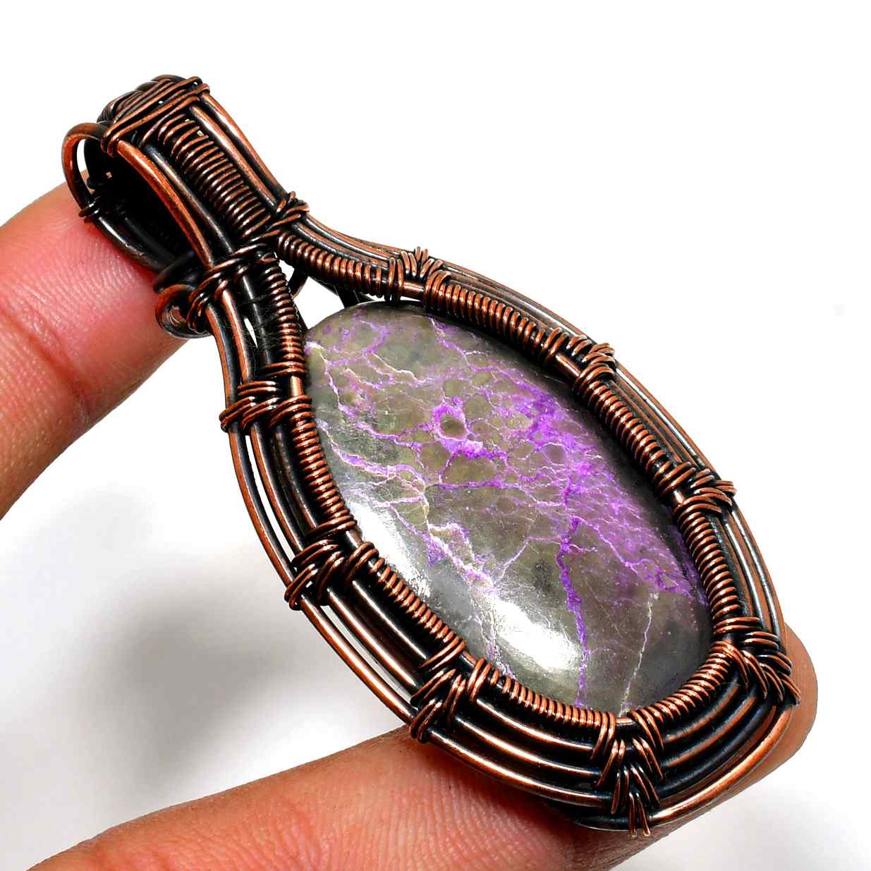 Ezra’s Veil – Handcrafted Amethyst & Copper Pendant