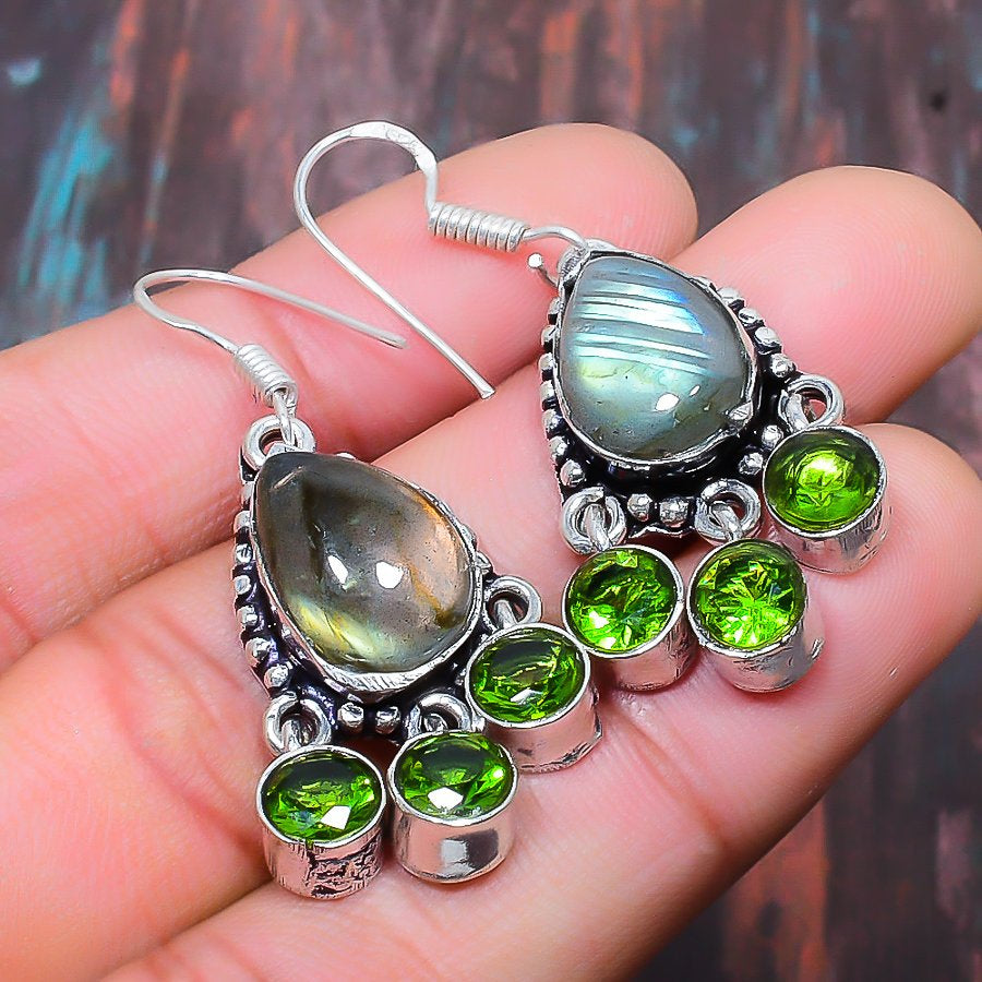 Mystic Harmony – Labradorite & Peridot Earrings