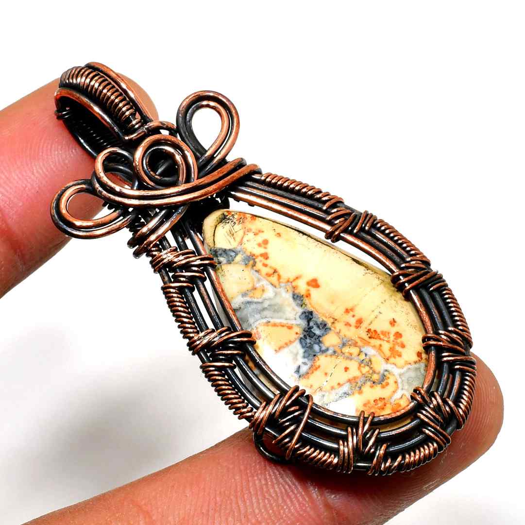 Ezra’s Veil – Oxidized Copper & Natural Stone Pendant