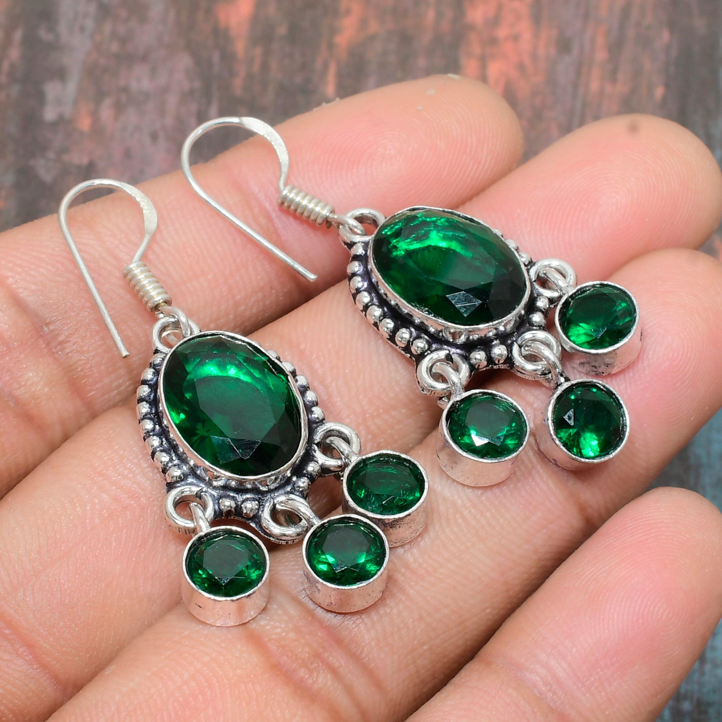 Emerald Dreams – Handcrafted Silver Earrings