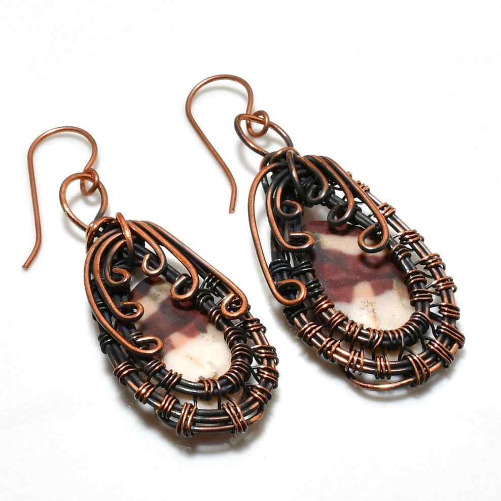 Bohemian Ember – Natural Stone Copper Earrings