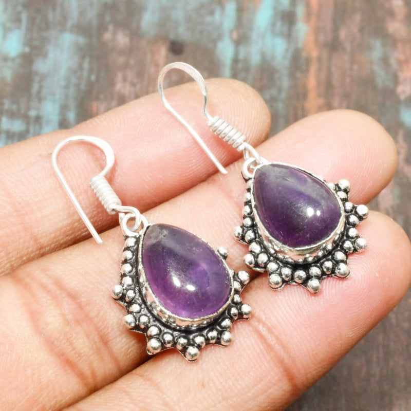 Luna’s Halo – Sterling Silver Amethyst Earrings
