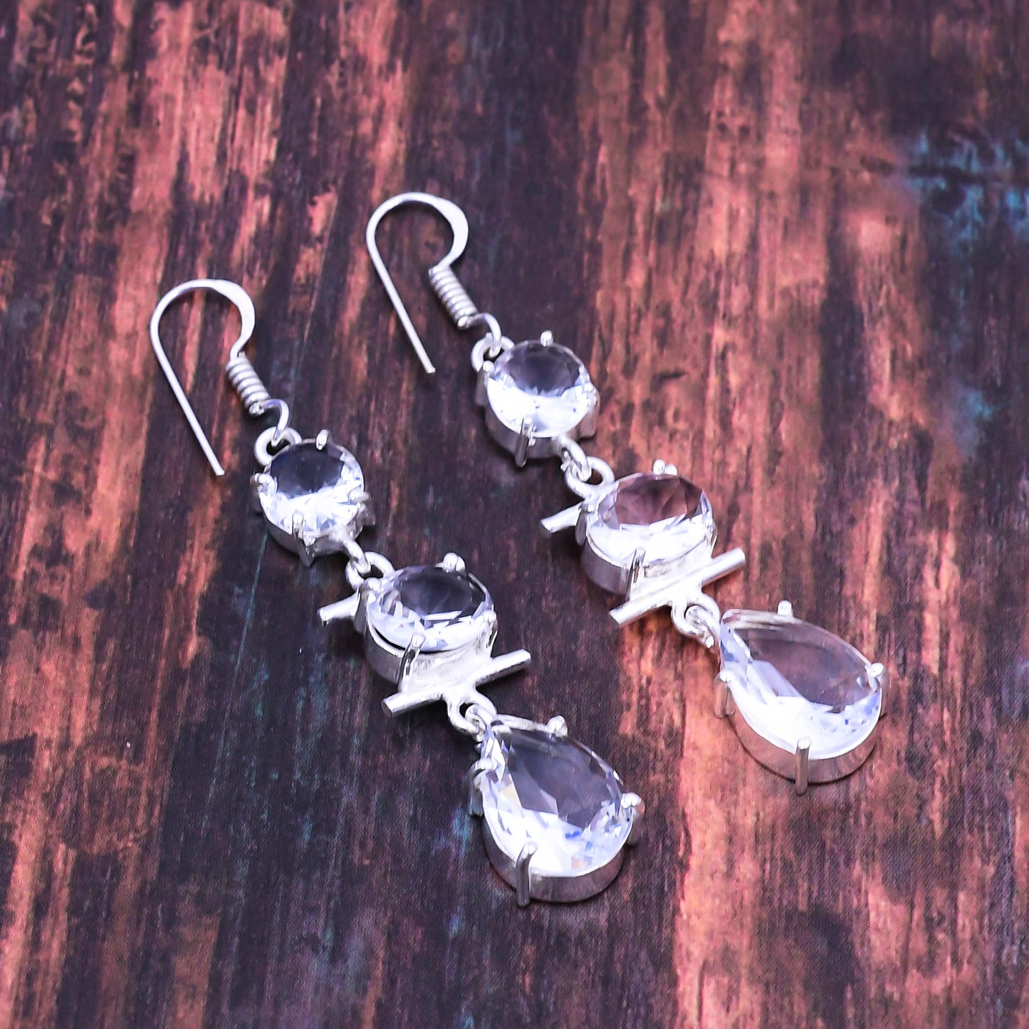 Celeste Glow – Silver-Tone Genuine Crystal Drop Earrings