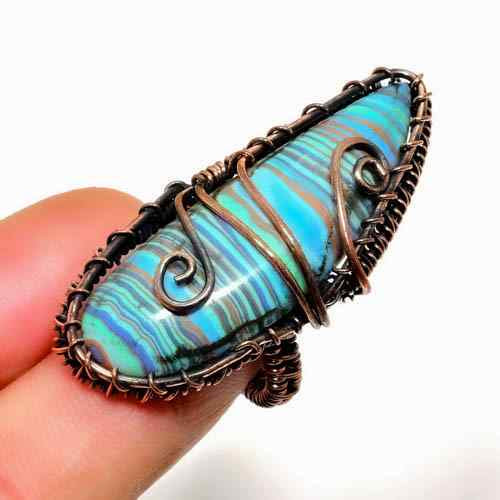 Azure Whisper – Copper-Wrapped Turquoise Ring