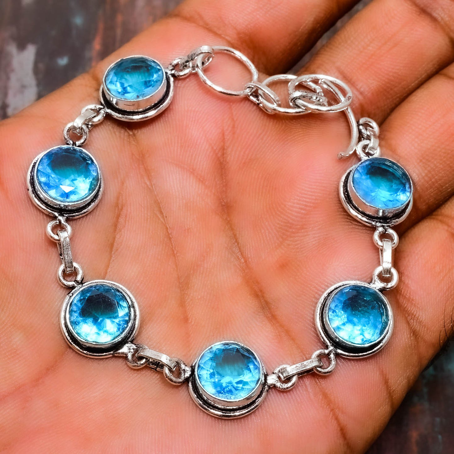 Azure Clarity – Sky Blue Topaz & Silver Bracelet
