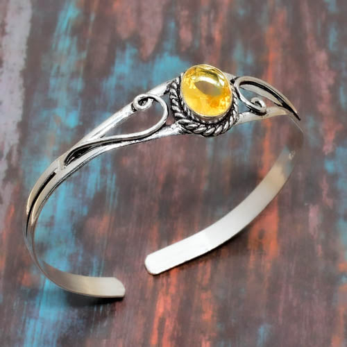 Sunlit Serenade – Sterling Silver Citrine Cuff