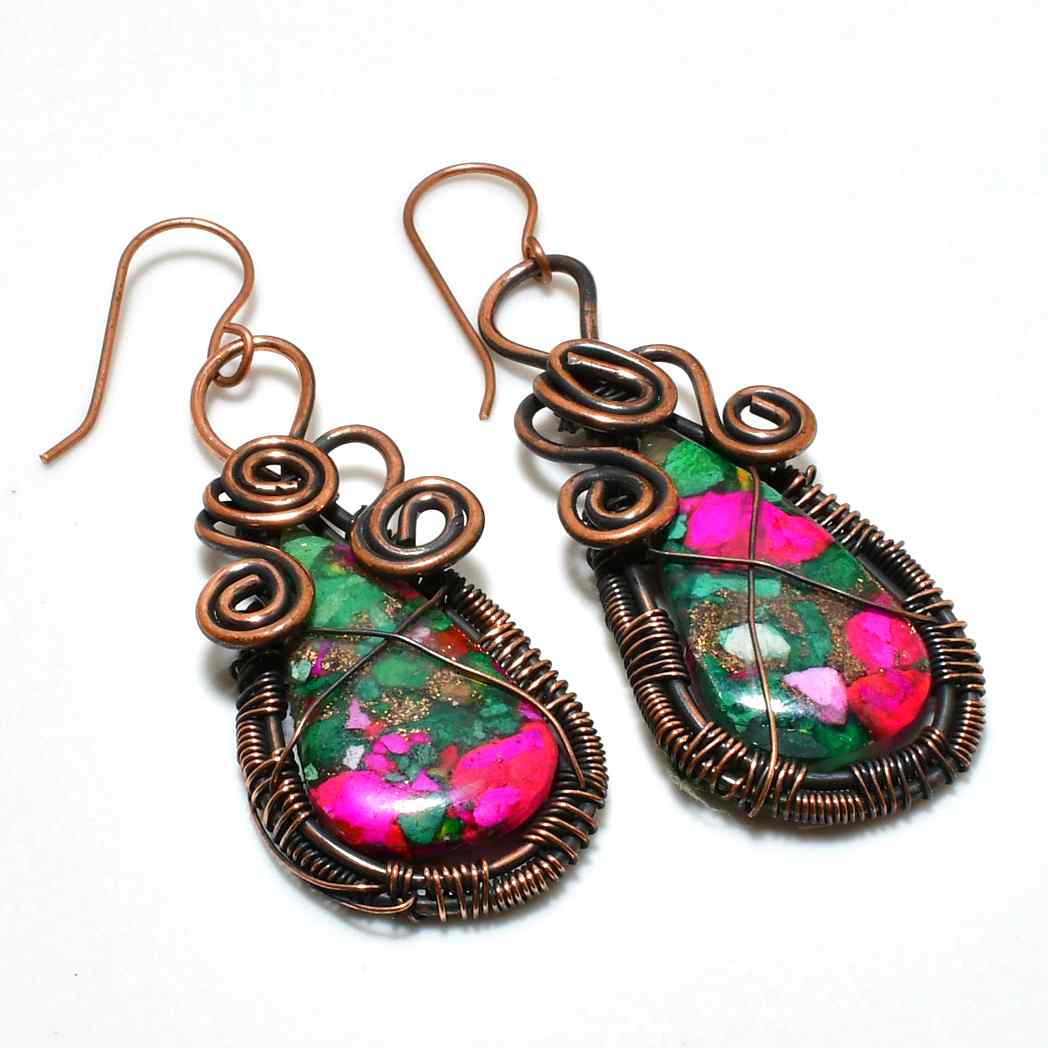Blossom Breeze – Chrysocolla Copper Earrings