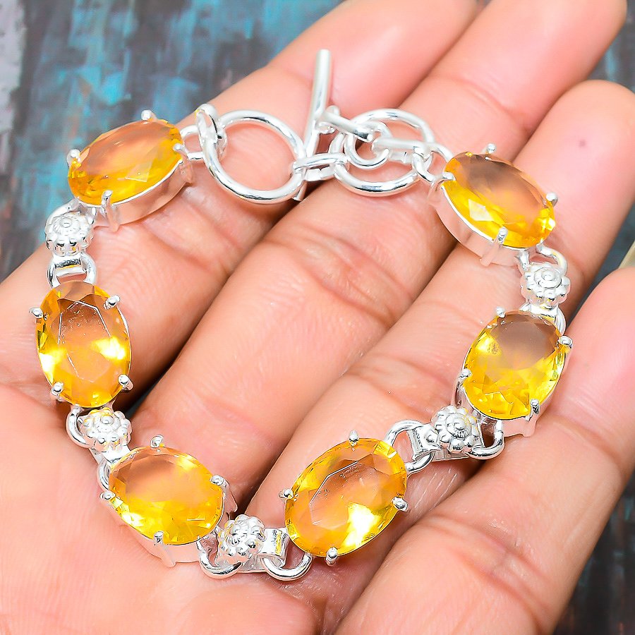 Sunlit Prosperity – Citrine Sterling Silver Bracelet