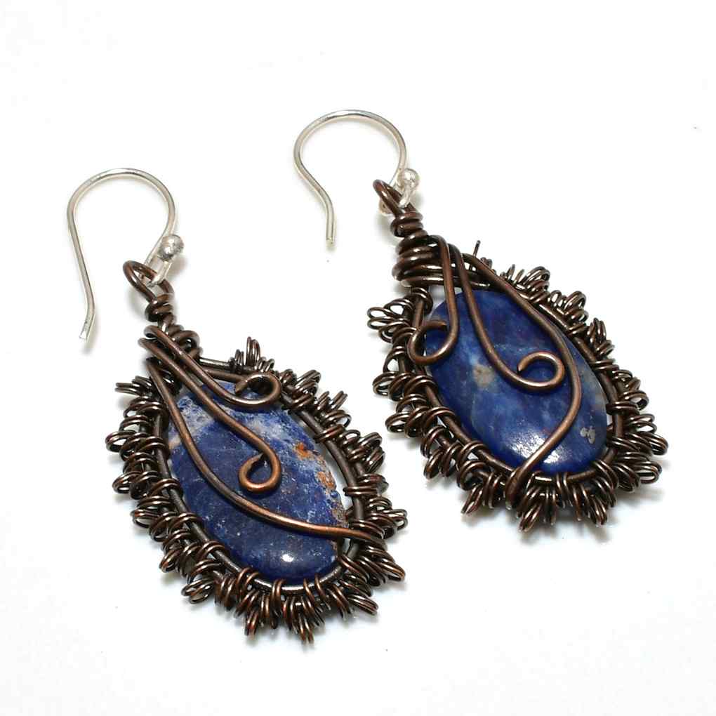 Selene’s Wisdom – Lapis Lazuli Copper Earrings