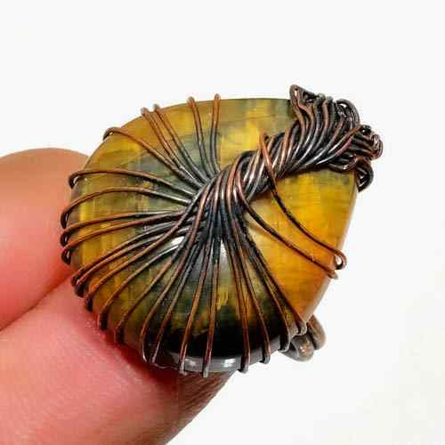 Golden Serpent – Tiger’s Eye Copper Pendant