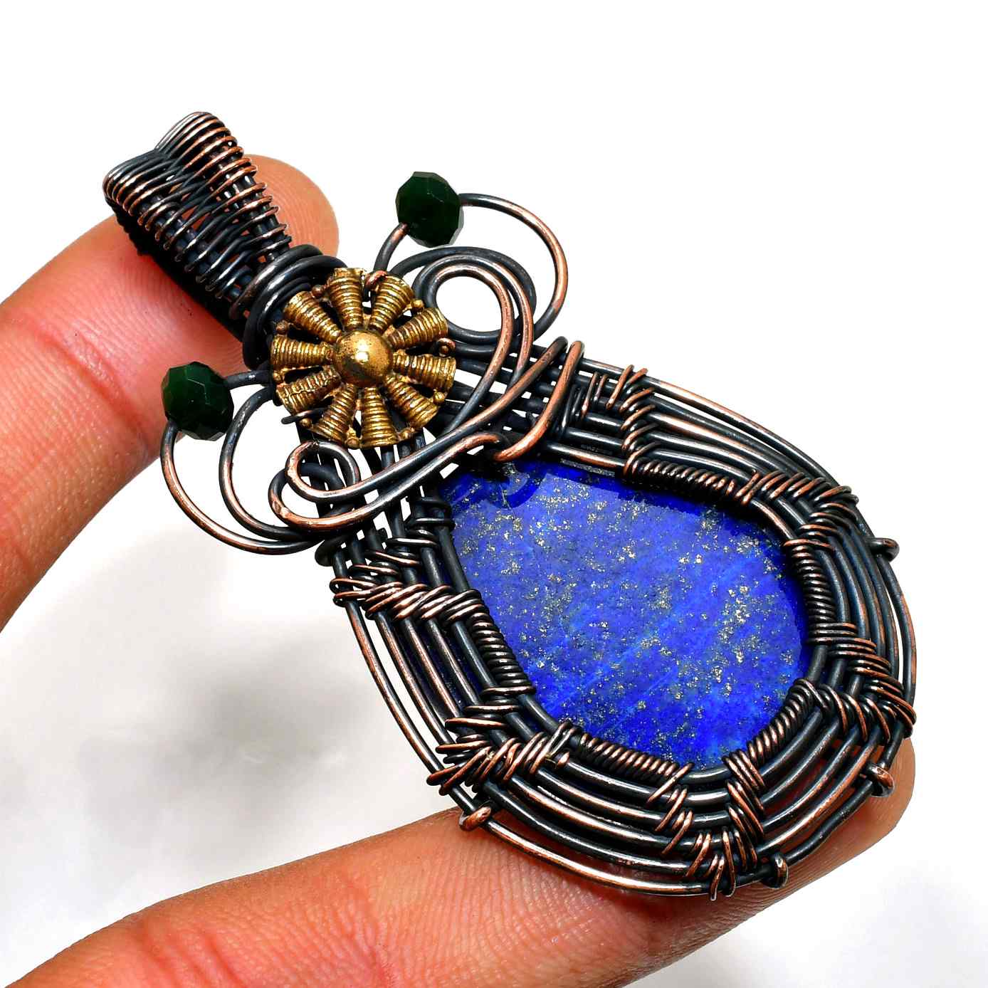 Serenity’s Embrace – Lapis Lazuli & Copper Pendant
