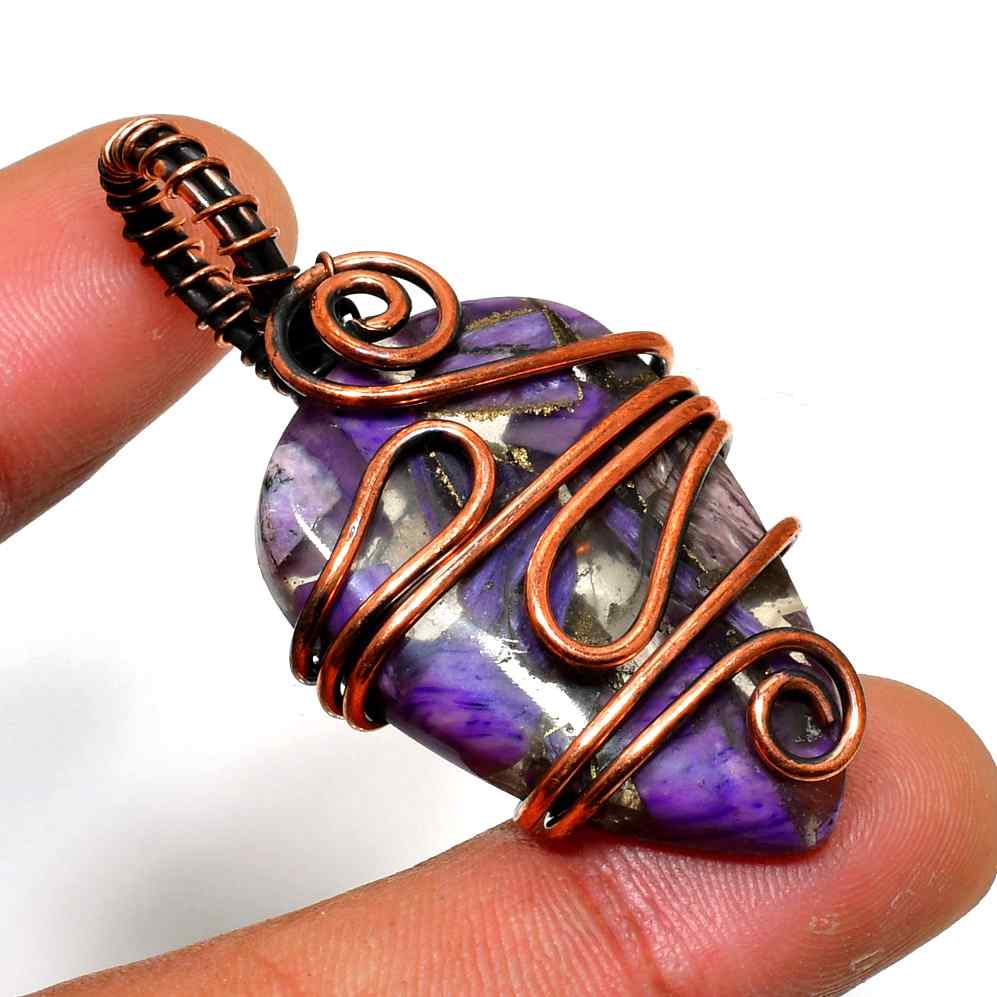 Ezra’s Veil – Amethyst & Oxidized Copper Pendant