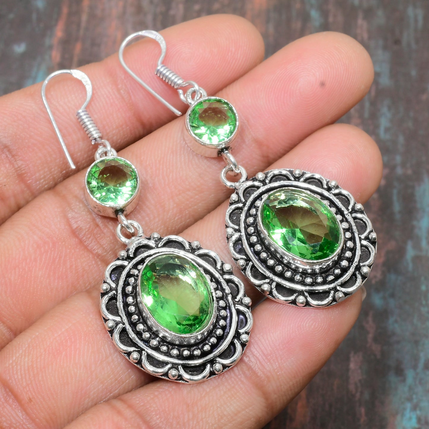 Verdant Renewal – Peridot Oxidized Silver Drops
