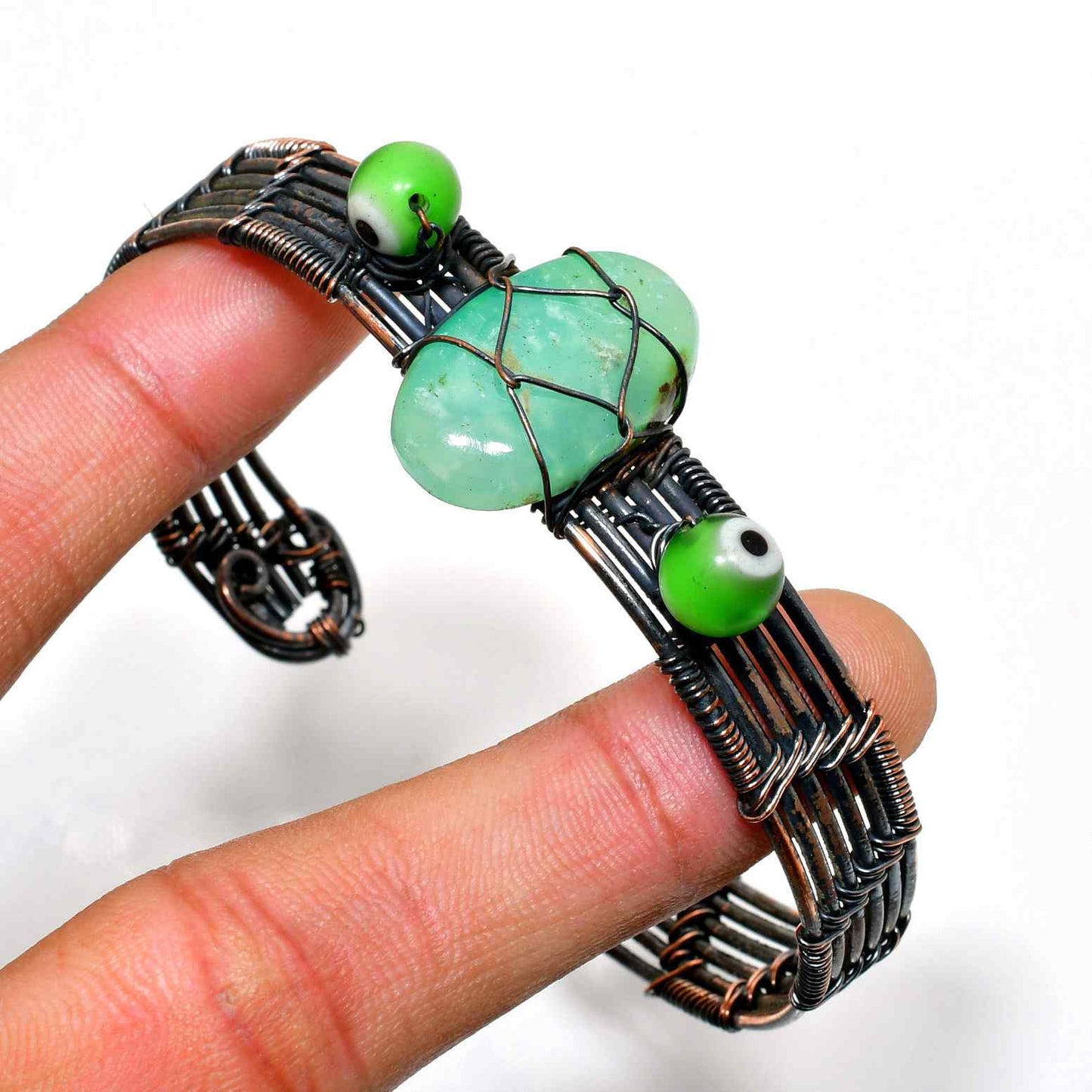 Serene Spiral – Turquoise Copper Bracelet