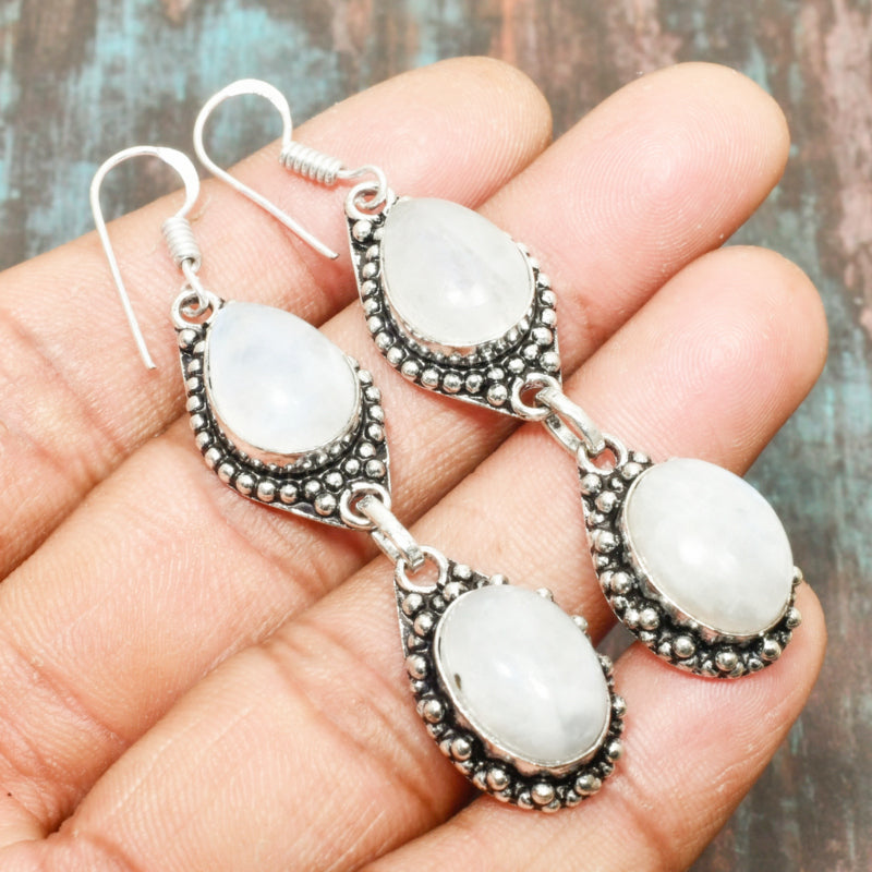 Selene’s Glow – Sterling Silver Moonstone Drops