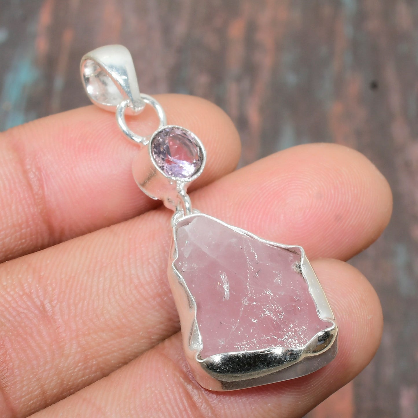 Amora’s Embrace – Rose Quartz Sterling Silver Pendant