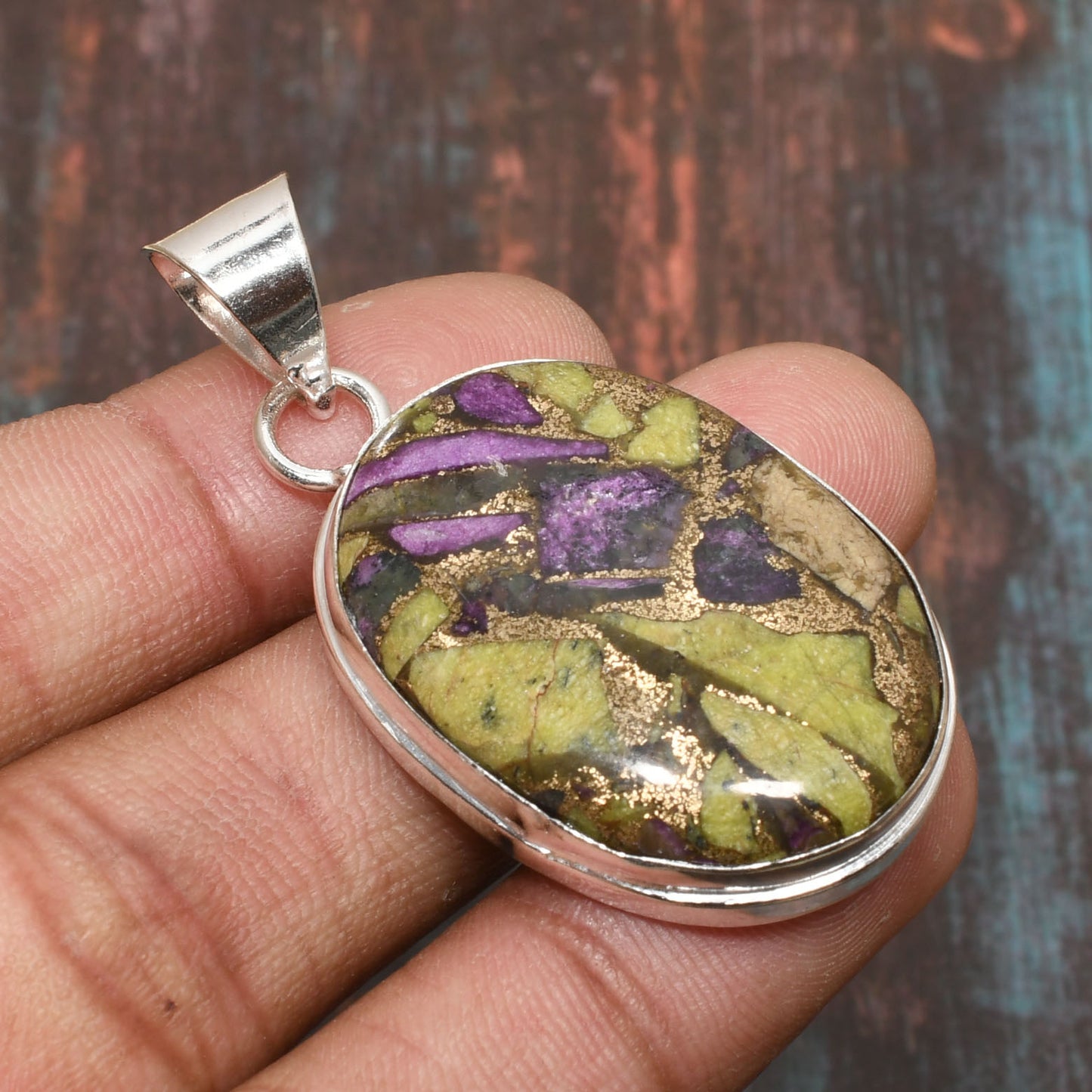 Forest Dusk – Purple & Green Silver Pendant