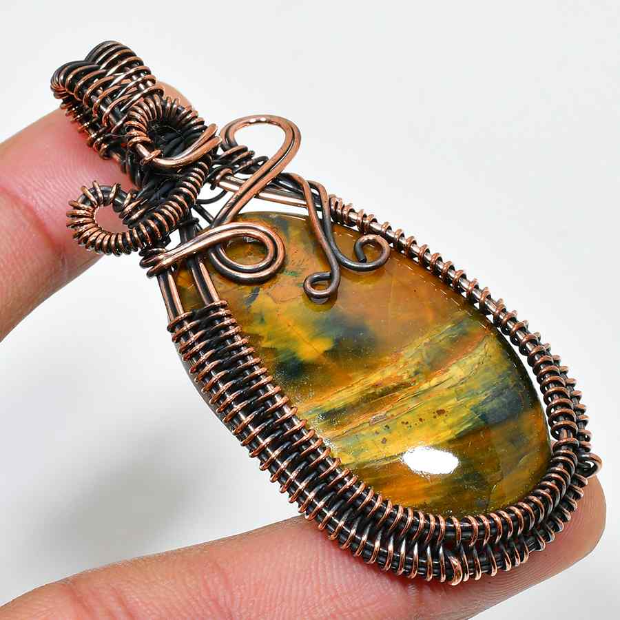 Ember’s Shield – Oxidized Copper Tiger’s Eye Pendant