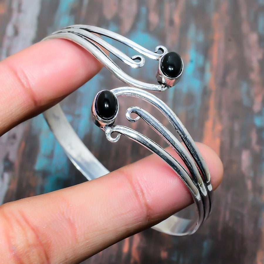 Serene Harmony – Black Onyx & Silver Bracelet