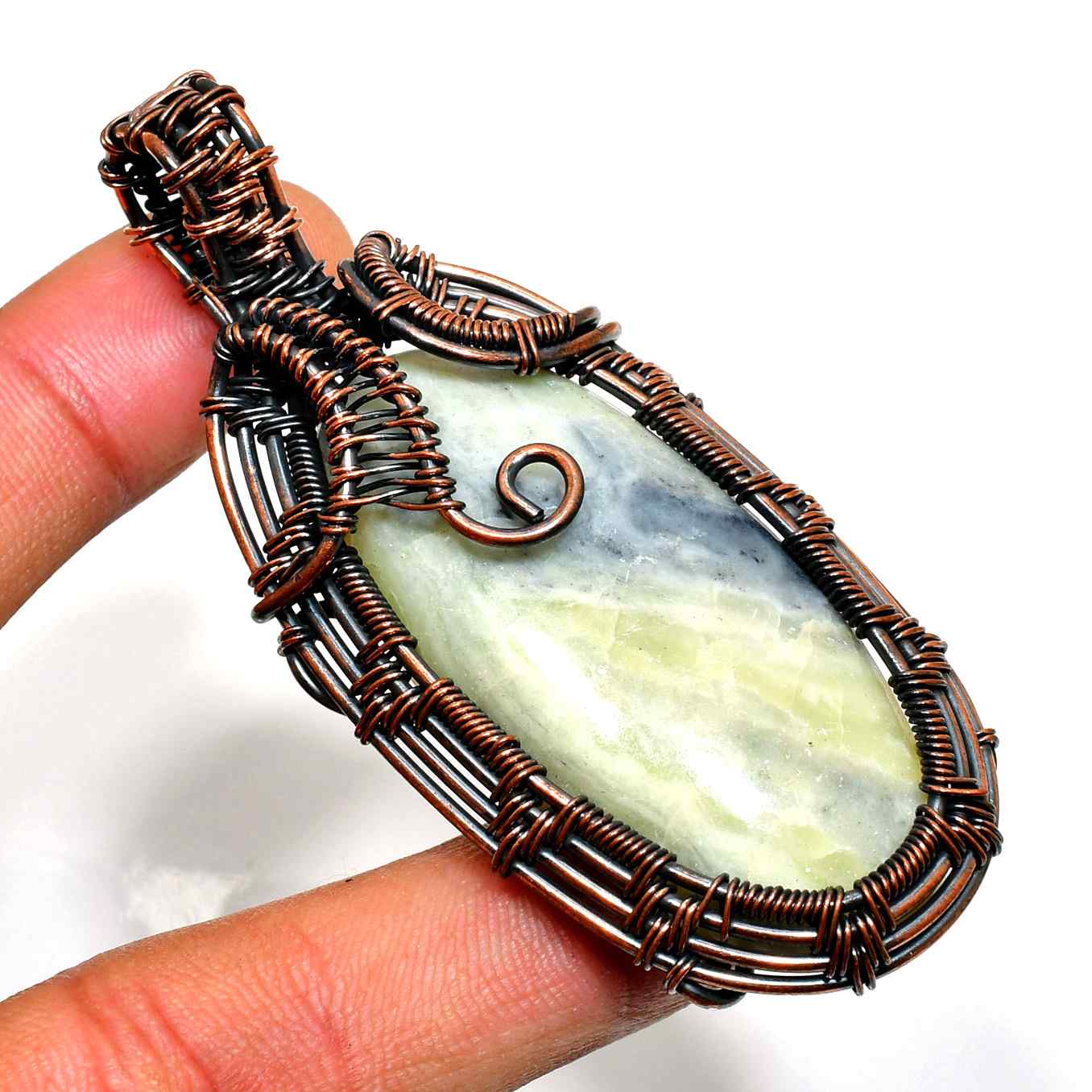 Serenity’s Embrace – Natural Stone Copper Pendant