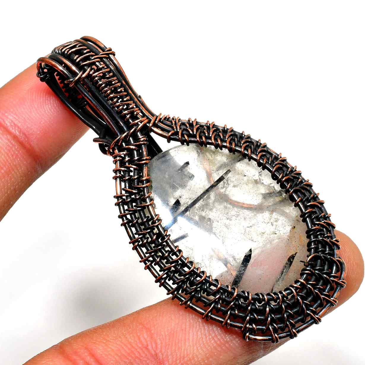 Selene’s Radiance – Quartz Copper Pendant