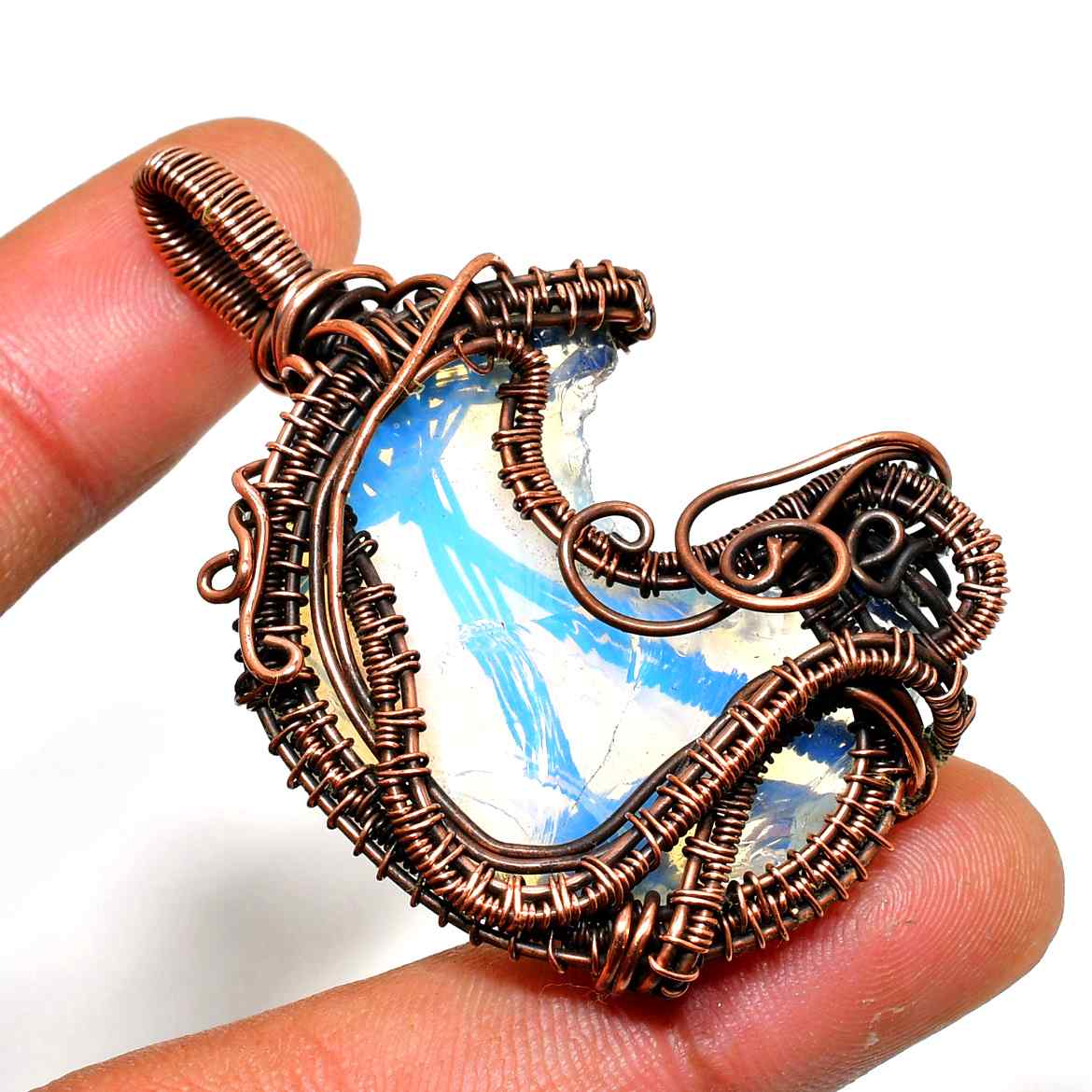 Luna’s Glow – Opalite Copper Pendant