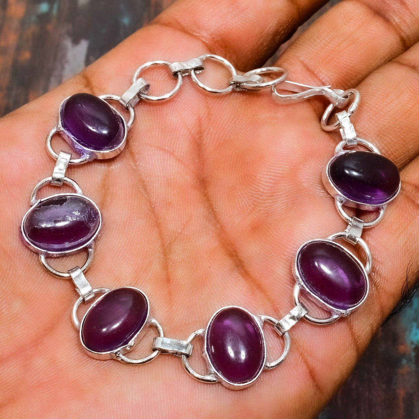 Serenity’s Embrace – Sterling Silver Amethyst Bracelet