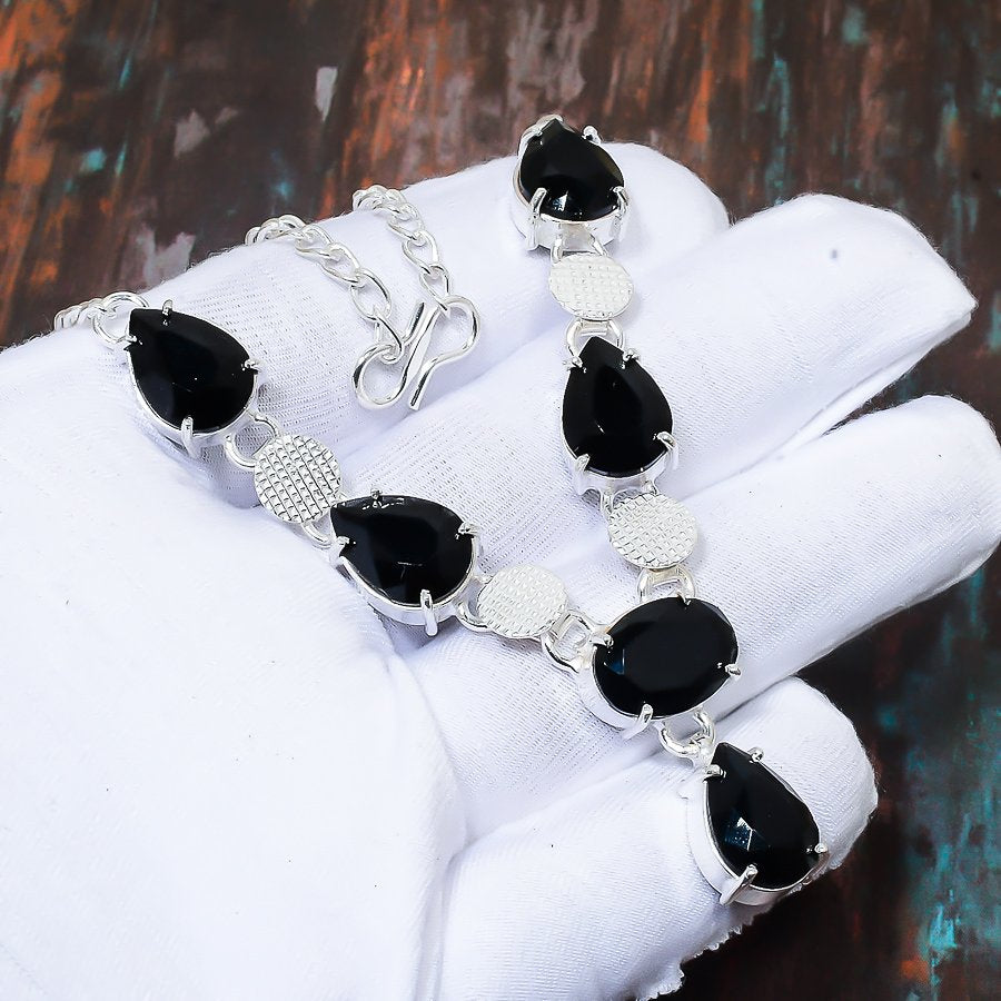 Midnight Sentinel – Black Onyx & Sterling Silver Bracelet
