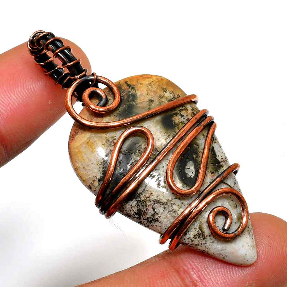 Terra’s Harmony – Copper-Wrapped Gemstone Pendant