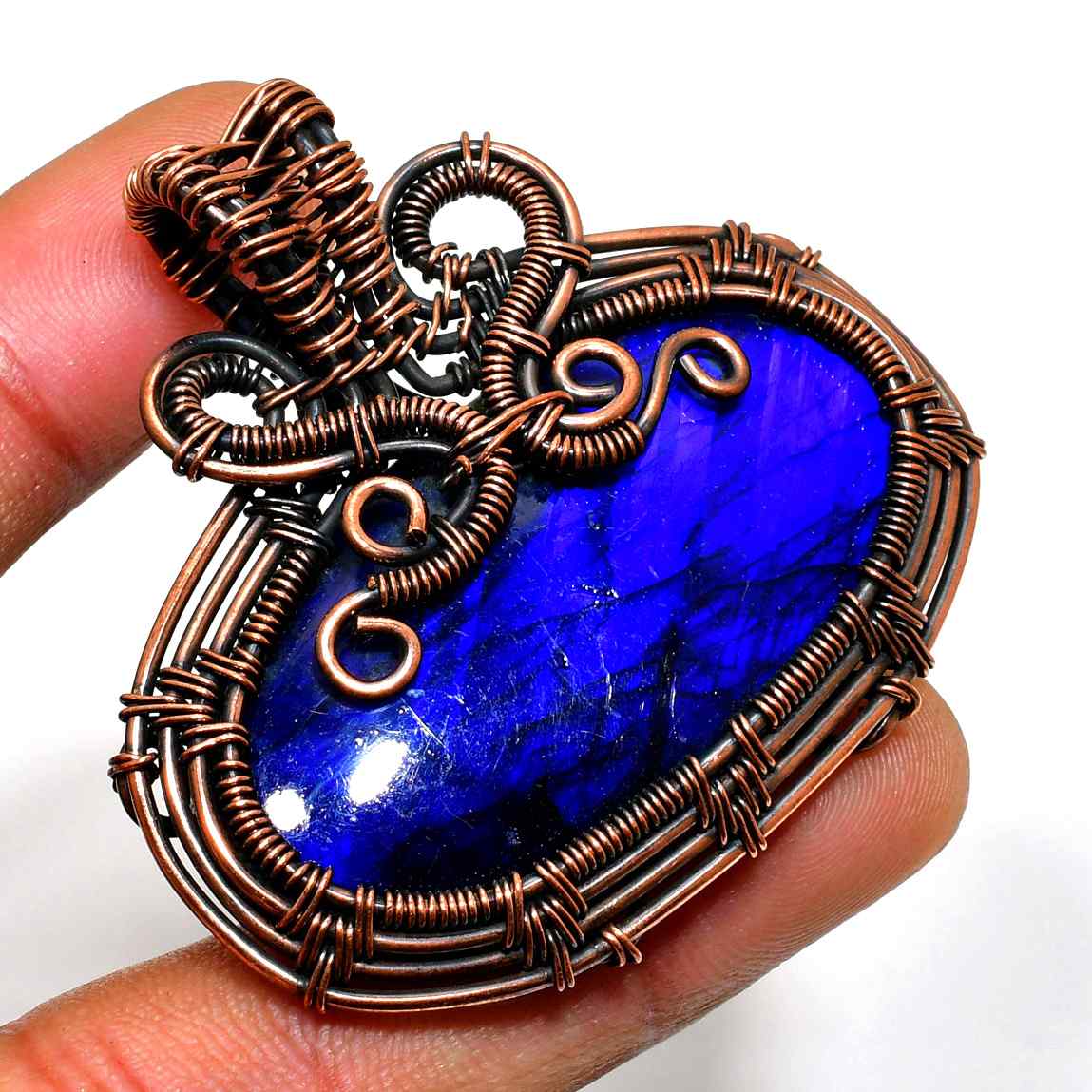 Moonlit Wisdom – Lapis Lazuli Copper Pendant