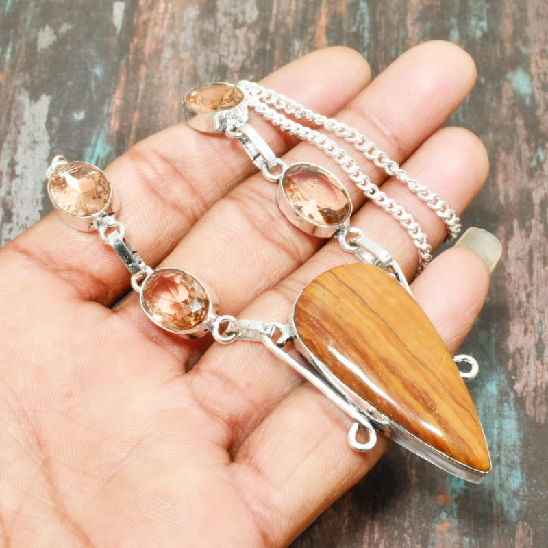 Auric Radiance – Tiger Eye & Citrine Pendant