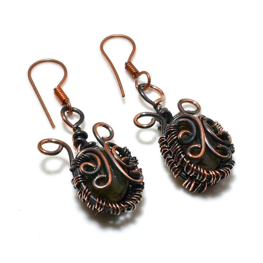 Serenity’s Path – Copper-Wrapped Natural Stone Earrings