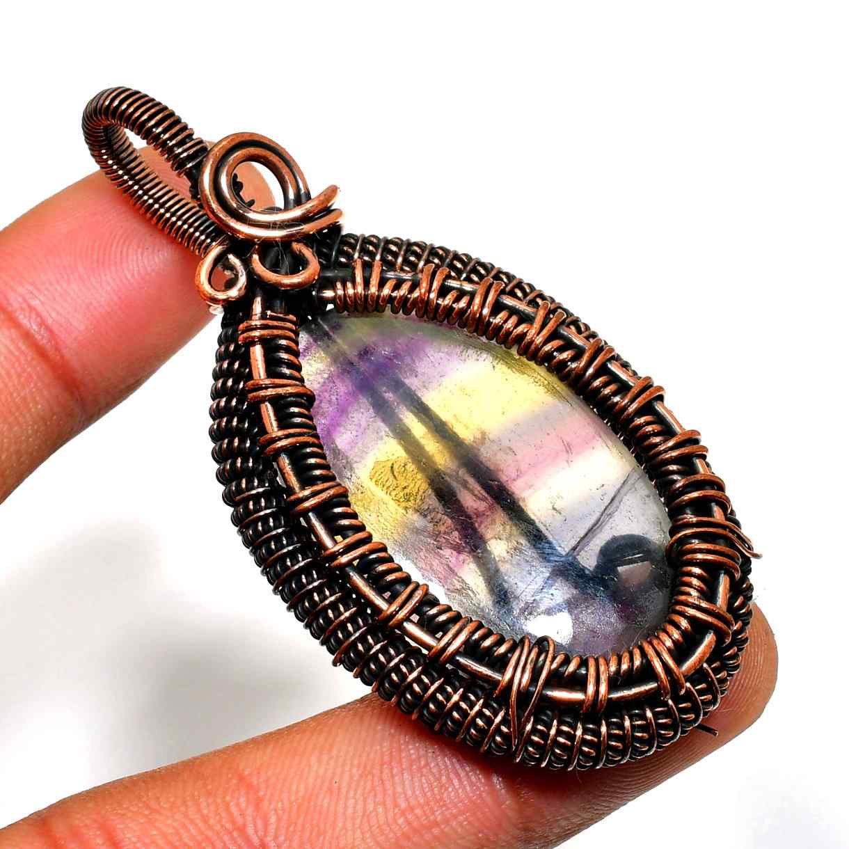 Ezra’s Veil – Handwrapped Amethyst & Oxidized Copper Pendant