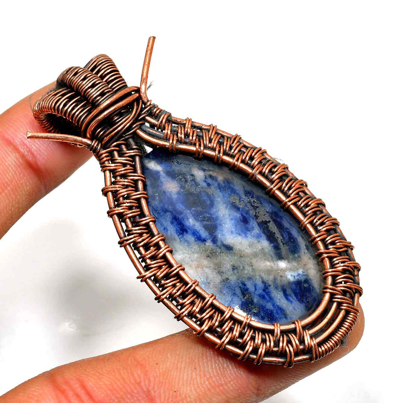 Clarity’s Embrace – Sodalite Copper Pendant