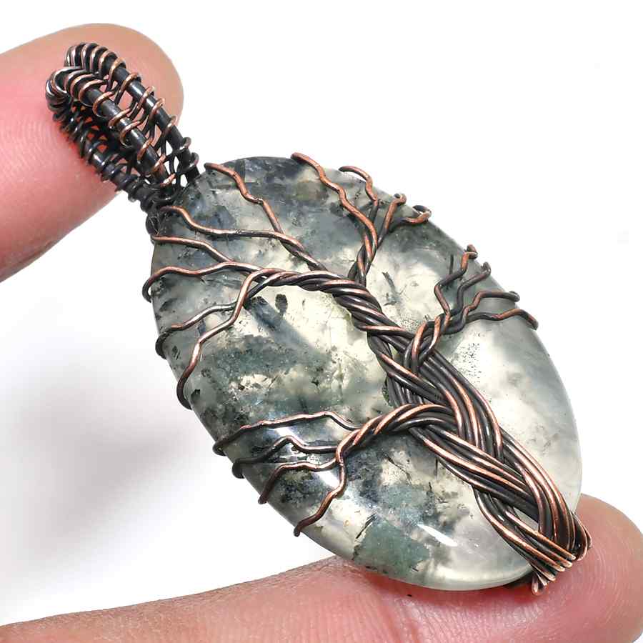 Gaia’s Arbor – Moss Agate Copper Pendant