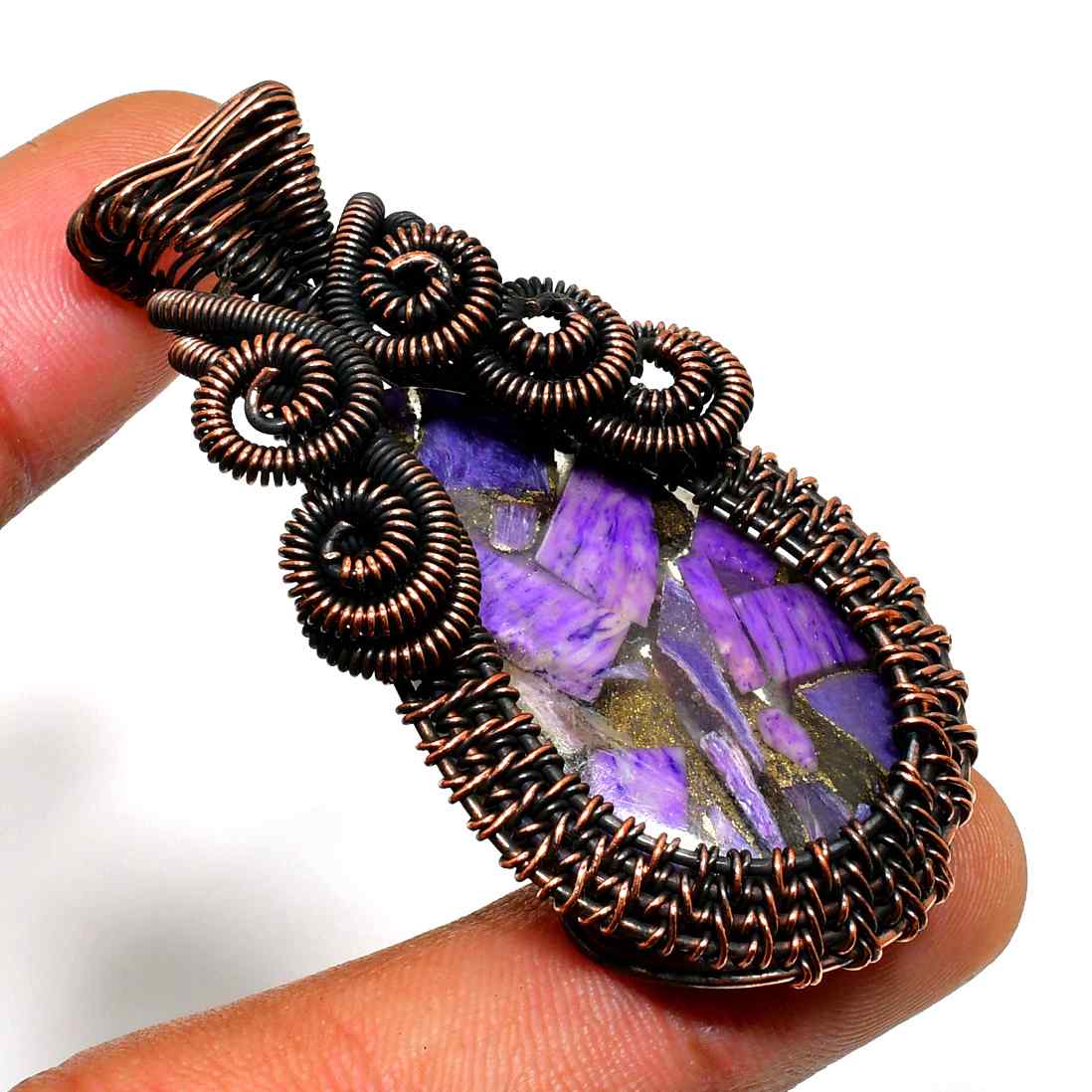 Calista’s Clarity – Oxidized Copper Amethyst Pendant