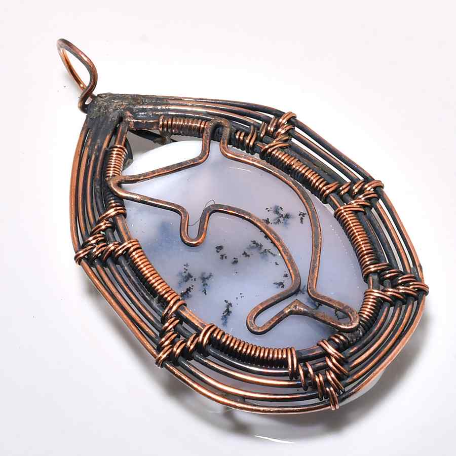 Dolphin’s Embrace – Agate & Copper Pendant