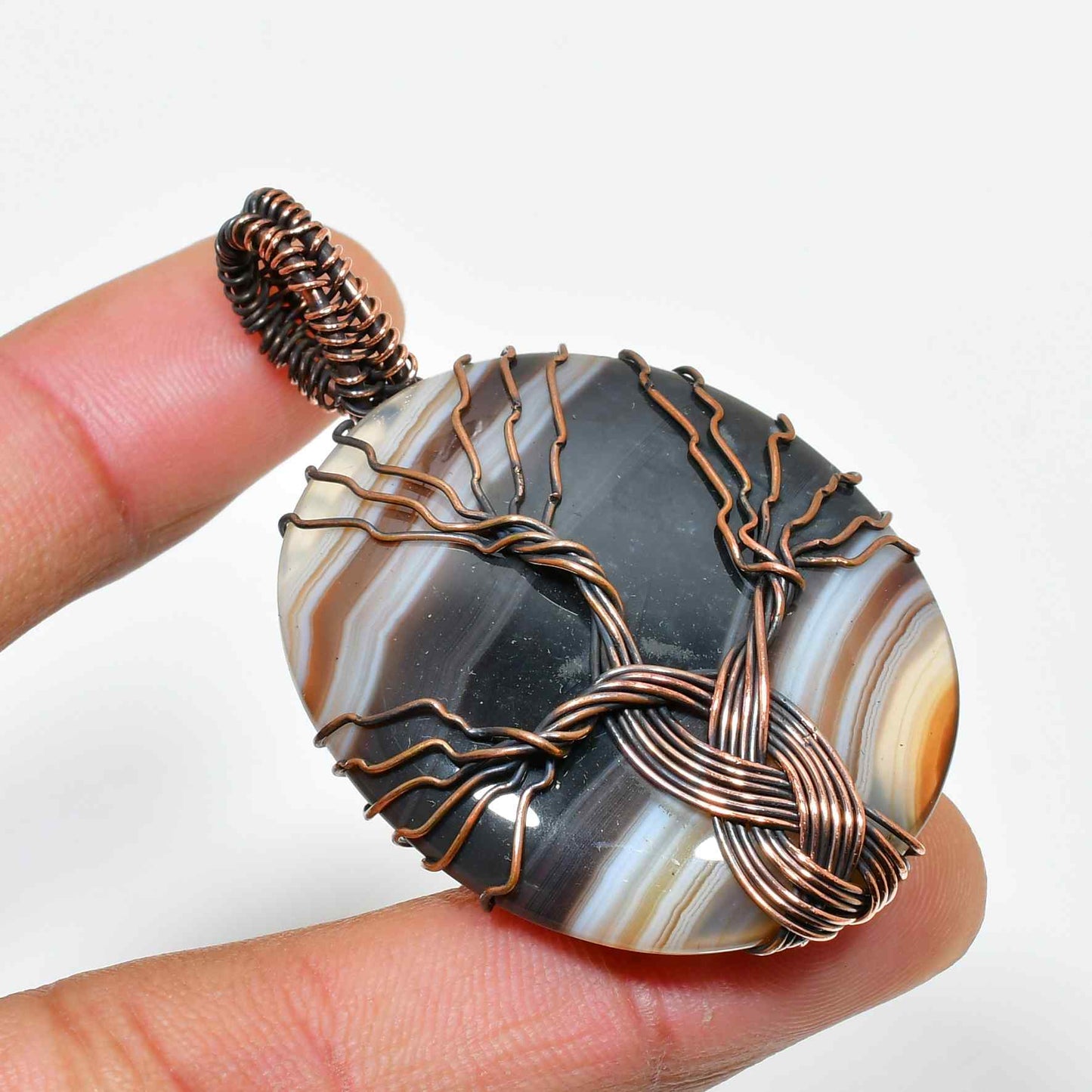 Gaia’s Arbor – Agate & Copper Tree Pendant