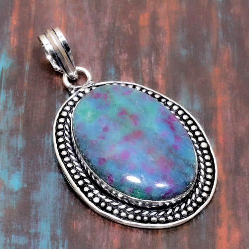 Aurora’s Embrace – Ruby & Emerald Silver Pendant