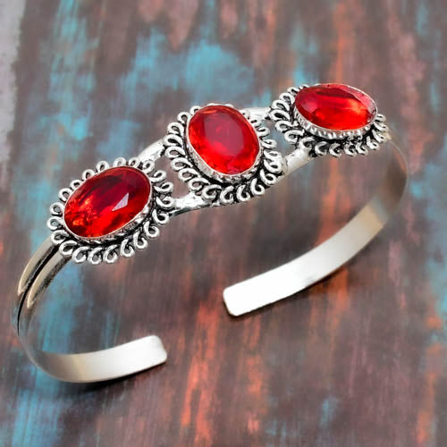 Ember’s Glow – Triple Red Stone Cuff