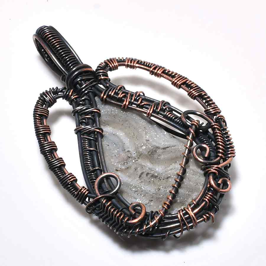 Ethereal Ember – Druzy Quartz Copper Pendant