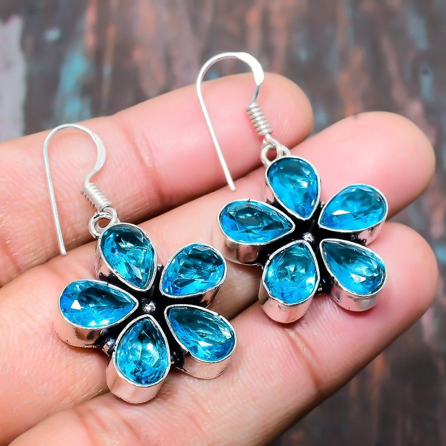 Ocean Blossom – Aquamarine Silver Earrings