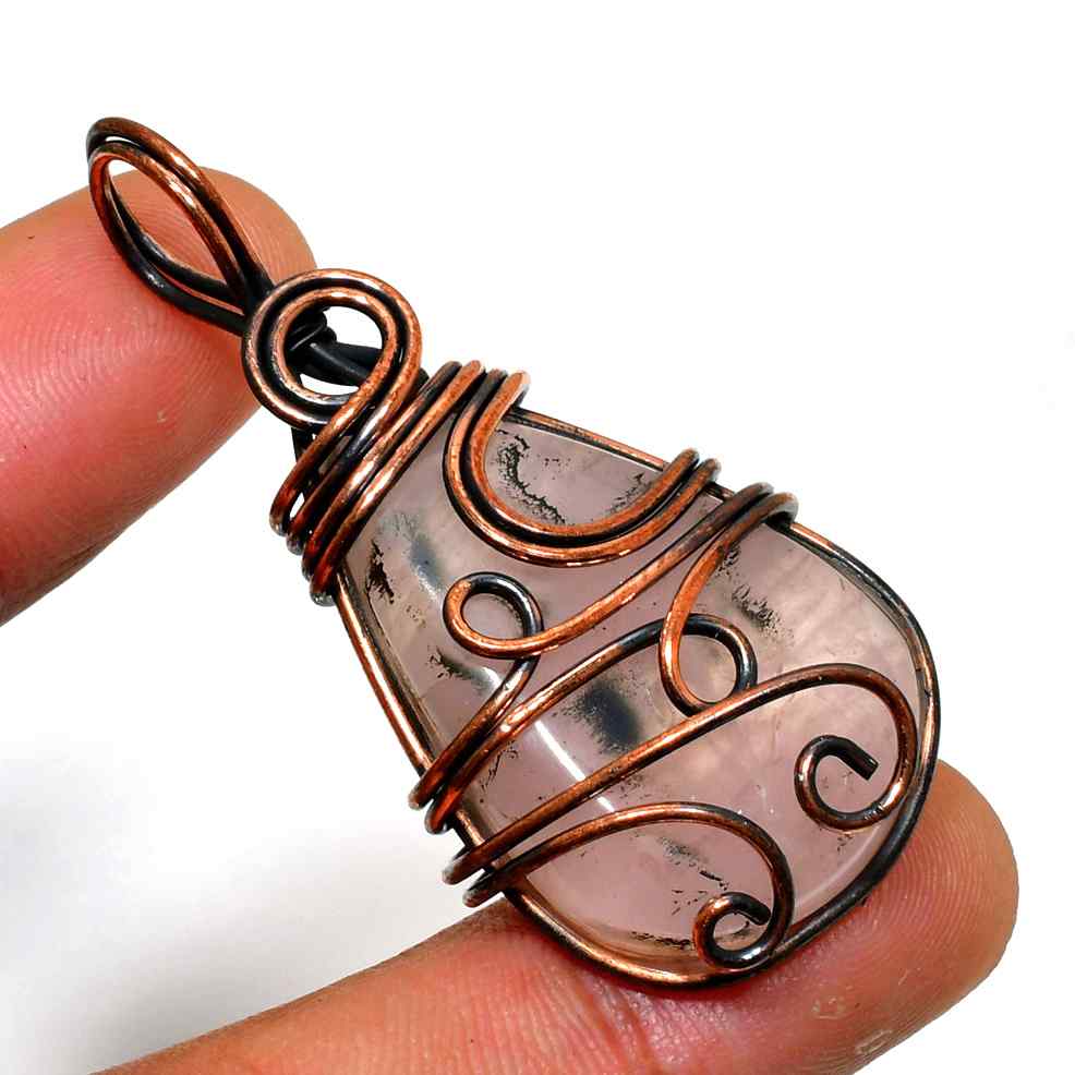 Amara’s Heart – Rose Quartz Copper Pendant