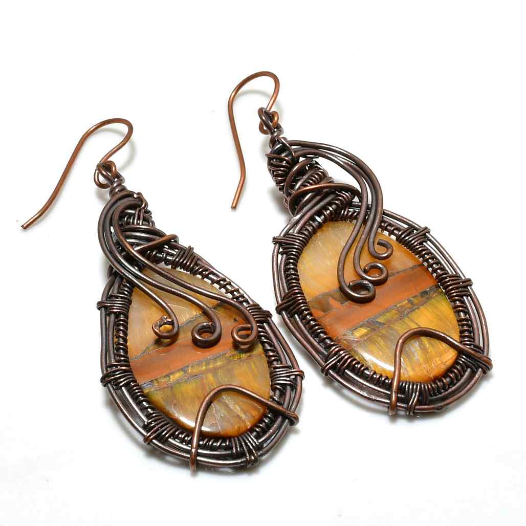 Terra’s Grit – Tiger’s Eye Copper Earrings