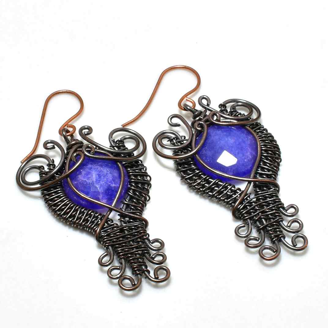 Luna’s Embrace – Amethyst Copper Earrings