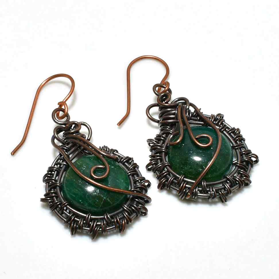 Emerald Whispers – Copper Aventurine Earrings