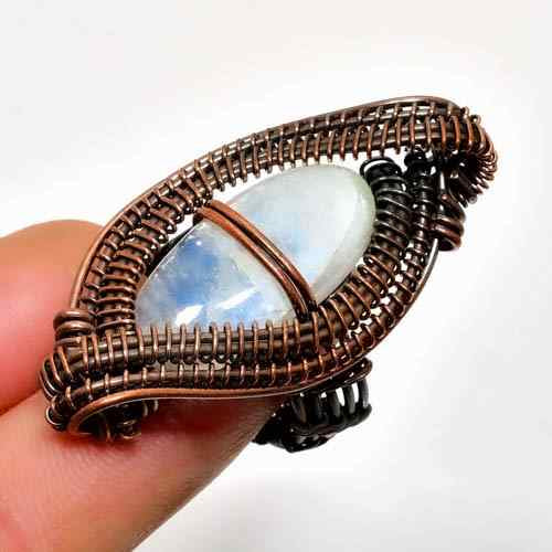 Moonlit Horizon – Antique Copper Moonstone Ring