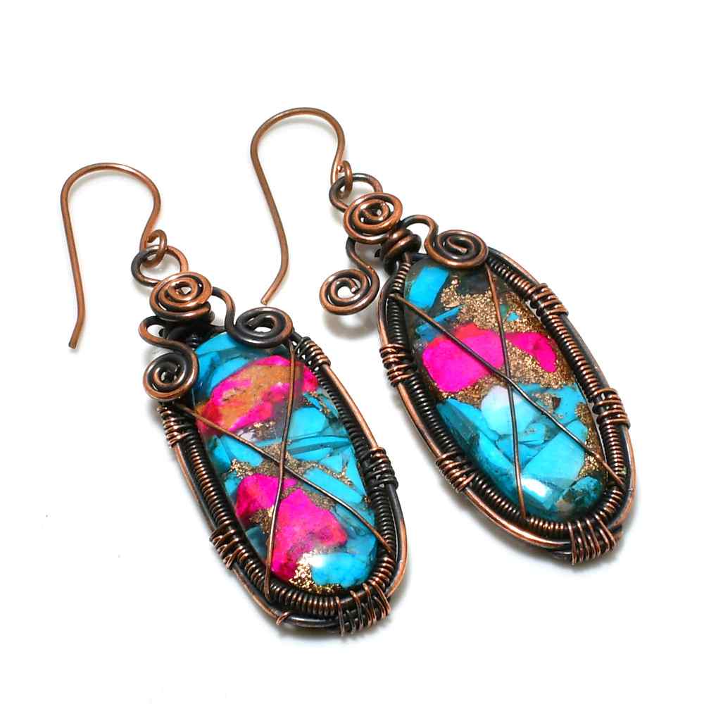 Aqua Whisper – Handcrafted Turquoise Copper Earrings