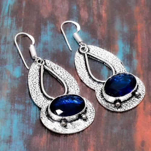 Azure Wisdom – Blue Sapphire Sterling Silver Earrings